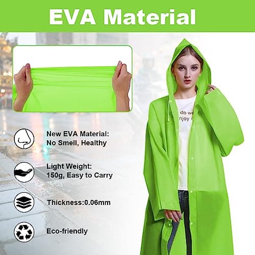 Vicloon Portable Raincoat, 2 Pack Rain Poncho Adult Waterproof with Hoods and Sleeves, Reusable Rain Resistant Poncho for Camping, Emergency Situations, Travel — view 4