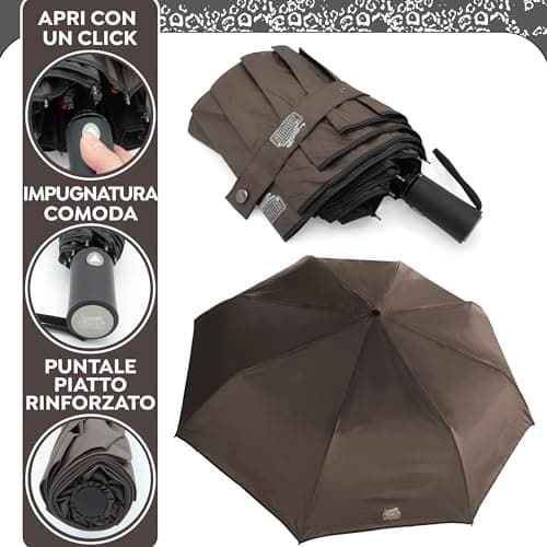JAGUAR Windproof Folding Umbrella, Mini Pocket Umbrella with Automatic Opening, Travel Umbrella, Keep in the Car Always Ready to Use (Closed Size: Only 28.5cm), dark brown (di moro), 28,5 cm (chiuso) — view 4