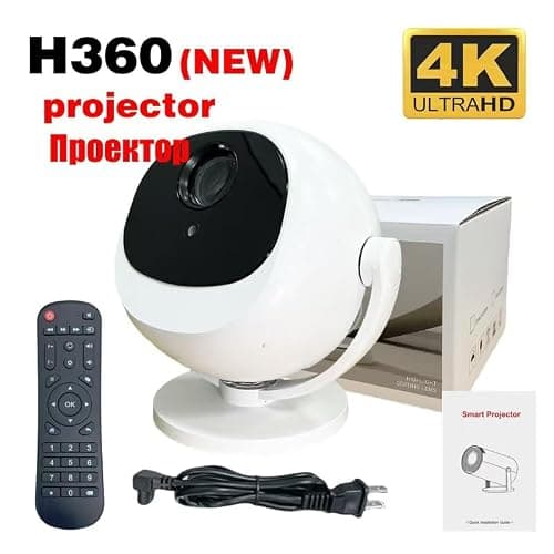 Portable mini projector, 200 ANSI lumens, supports 4K, Android 11/iOS, automatic trapezoidal correction, 360° rotatable home video projector, dual-band WiFi 6 and Bluetooth 5.2. — view 2