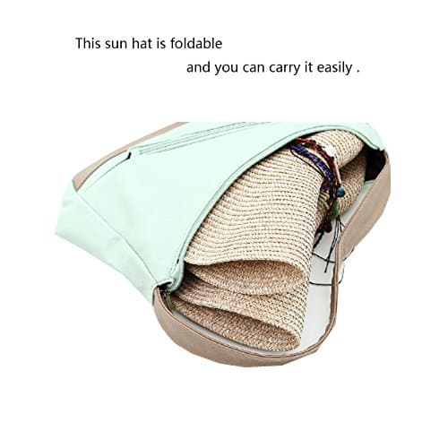 Adrinfly Women Foldable Floppy Wide Brim Straw Sun Hat Travel Packable Adjustable Summer Beach Accessories Hat UV UPF 50+, Khaki, One Size — view 5