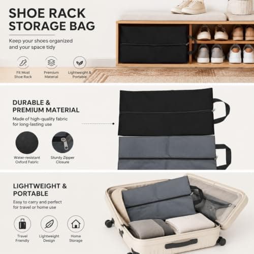 6 PcsShoe Bags for Travel Shoe Bags for Storage, Portable Shoe Storage Bagset, Waterproof Oxford Fabric Zippered Shoes Bag Set with Handle for Trainers Sneaker Gym Travel(15.47 x 7.48 x 5.9) — view 5