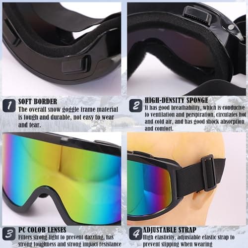 BDSHUNBF 2 Pcs Ski and Snowboard Goggles for Men and Women, Protection Anti-Dust, Anti-Fog, Windproof — view 3