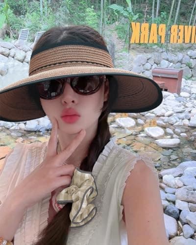 Creekstone Sun Visor Hats for Women Straw Visor Wide Brim UV Protection Packable Summer Beach Hat Ponytail Travel UPF 50+ (UK, Alpha, One Size, Khaki with Lace) — view 6