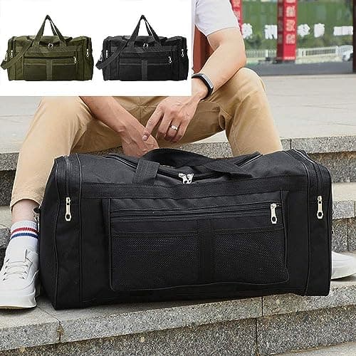 Holdfiturn Sports Duffle Bag Sports Gym Bag for Women Men Waterproof Large 40L Collapsible Training Sports with Shoulder Strap Holdall Overnight Weekend Travel Bag for Gym Travel Swimming Black — view 3