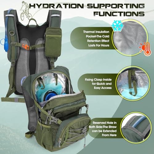 RAINSMORE Hydration Backpack with 2L Hydration Bladder Lightweight Insulated 18L Hiking Backpack with Rain Cover for Men Women Water Backpack for Running Cycling Biking Climbing — view 3