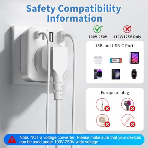 UK to Japan Plug Adapter, 5 IN 1 Japan Travel Adapter — view 6