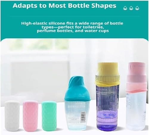 KQLHLHDYZ 12 Pack Travel Essentials Silicone Bottle Covers, Elastic Silicone Leakproof Sleeve - Travel Essentials for Toiletries, Fit Most Bottles Airplane Cruise Beach Vacation — view 6