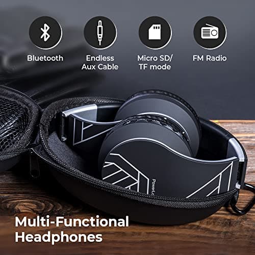 PowerLocus Bluetooth Headphones Over Ear, Wireless Headphones with Microphone, Foldable Headphone, Soft Memory Foam Earmuffs & Lightweight, Micro SD/TF, FM Radio for iPhone/Android/Tablet/PC/TV — view 6