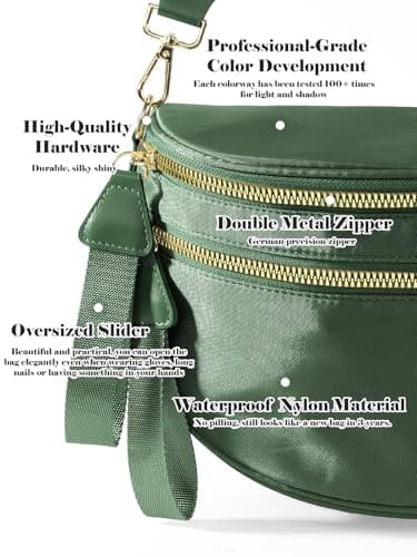 Pure Colour Crossbody Bag Bum Bag for Women,Spacious Purse Fanny Packs Belt Bag,Oversized Bum Bag, Colour Bum Bag-Bean Green, 11.0 Inches X 8.6 Inches X 4.5 Inches, Casual — view 6