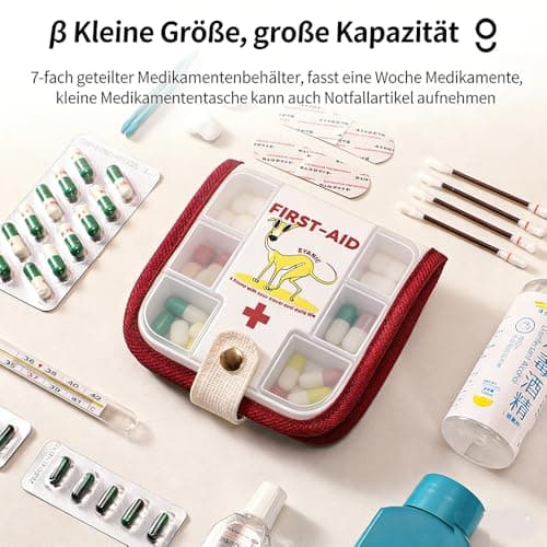 First Aid Kit, Empty Travel Mini First Aid Kit, Medicine Bag, Travel Makeup Organiser, Small Emergency Kit for Home, Car, Medical Emergency Case, Travel (Beige) — view 2