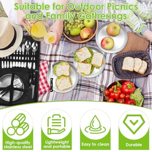 Camping Cutlery Set for 4 Person, 20pcs Stainless Steel Portable Tableware — view 3
