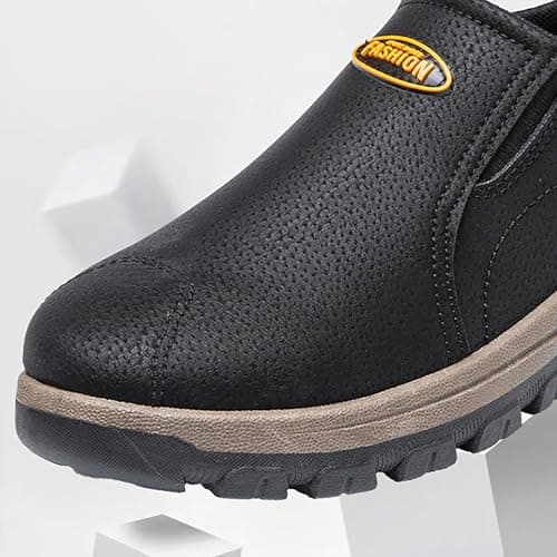 Mens Walking Shoes Non-Slip Travelling Mountain Climbing Trekking Hiking Ankle Boots Breathable Arch Support Leather Trainers Outdoor Low Rise Stable Backpacking Camping Sneakers Footwear (Black, 7) — view 5