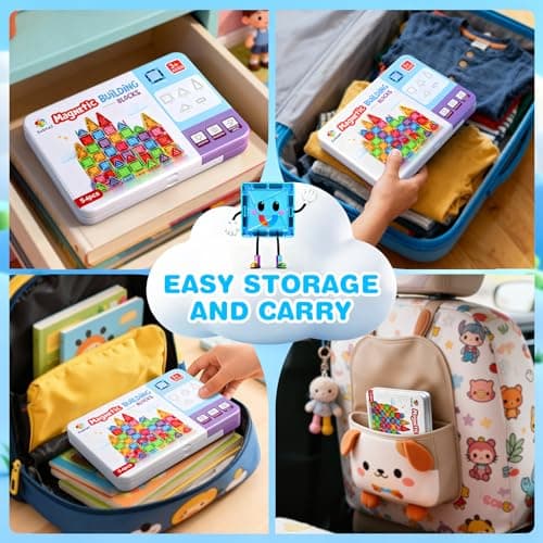 Subtail Mini Magnetic Tiles 54PCS – Travel Building Toys for Kids Ages 3+ — view 2