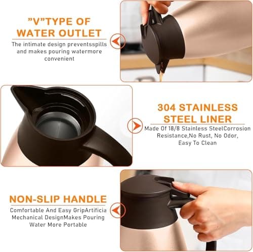 2 Pack Thermos Flask and Coffee Flask, 2L Stainless Steel Thermal Jugs — view 3