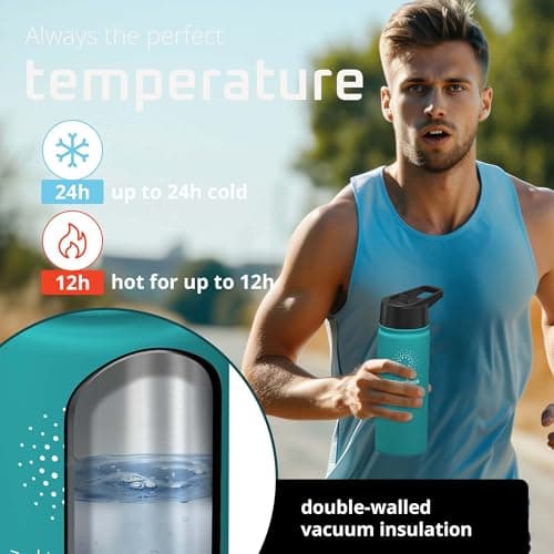 ACTIVE FLASK Water Bottle Stainless Steel + Straw (3 Lids): 1L 700ml 500ml — view 4