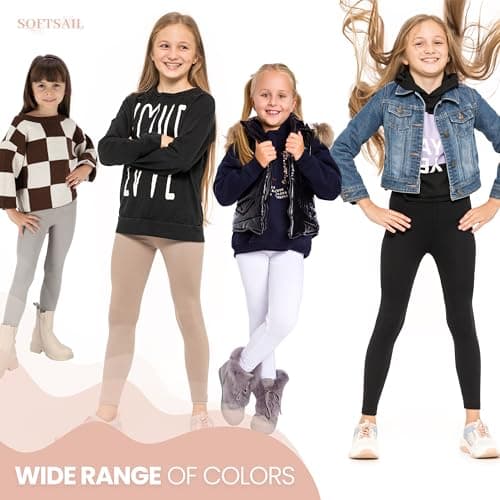 SOFTSAIL Fleece Lined Leggings Girls Children Cotton Kids Leggings Warm School Trousers Kids Fleece Lined Trousers Tights Thermal Pants for Girl, Black 4 Years — view 2