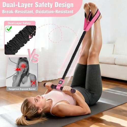 Upgraded Pedal Resistance Band with Handles, Multifunction Foot Pedal Exercise Bands for Abdomen,Waist,Arm, Core/ABS,Leg Trainer - Pilates & Home Gym Equipment for Women — view 4