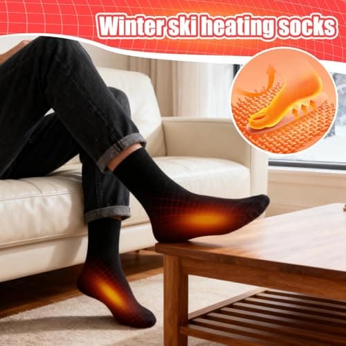 Winter Thermal Feet Electric Socks, 10000mAh Rechargeable Heated Socks, Heat Settings Foot Warmer, 360° Warm Heating Ski Stock, for Cold Camping Hiking Skiing Cycling Outdoor Work — view 2