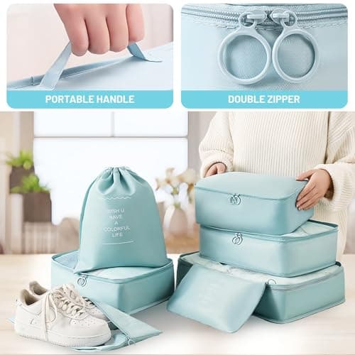 Compression Packing Cubes 8pcs, with Visible Mesh, Handle & Double Zipper — view 6