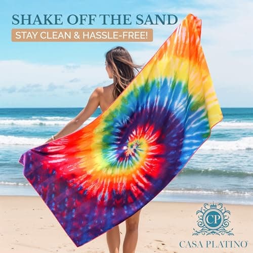 Casa Platino 2-Pack Oversized Microfiber Beach Towels – Extra Large 71"x32" Lightweight, Sand-Free, Quick-Dry – Travel, Swim, Pool, Yoga, Camping Towels for Adults & Kids – Beach Essentials - Lucifer — view 2