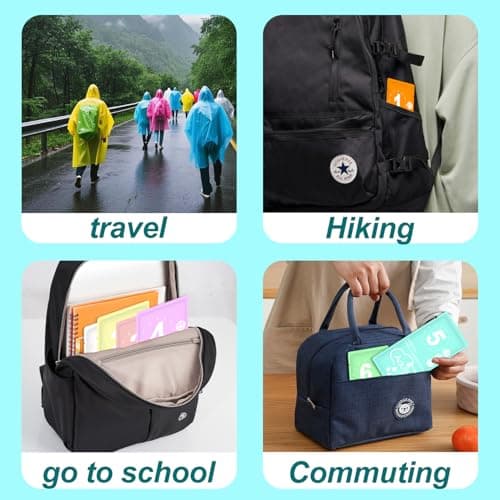 WUBAYI 7 Pack Adult Disposable Rain Poncho Heavy-Duty PE Material, Adjustable Drawstring Hood & Elastic Sleeves, Waterproof Emergency Reusable Plastic Ponchos for Travel, Camping, Hiking, Festivals — view 6