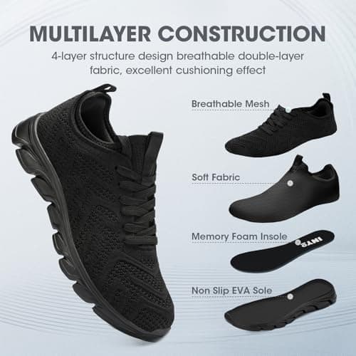 INYO Womens Trainers Running Shoes Fitness Sneakers Lightweight Breathable Jogging Walking Gym Sports Casual Trainers Tennis Shoes Black Size 5.5 UK — view 2