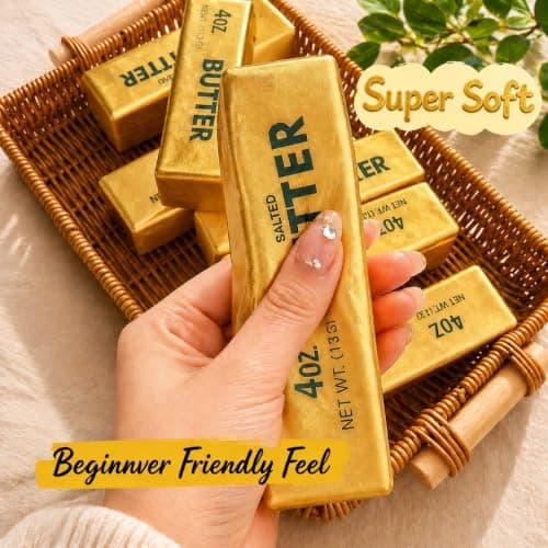 3Pcs Golden Butter and Cheese Squishy Toys, Slow Rising Fidget Toy — view 3