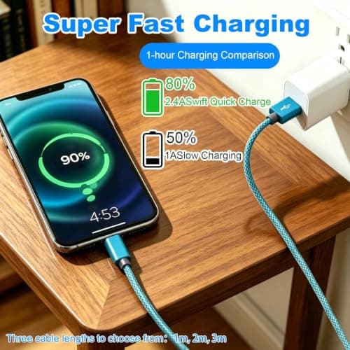 5Pcs USB C Charger Cable 1/1/2/2/3meters USB A to USB C Fast Charger Cable — view 5