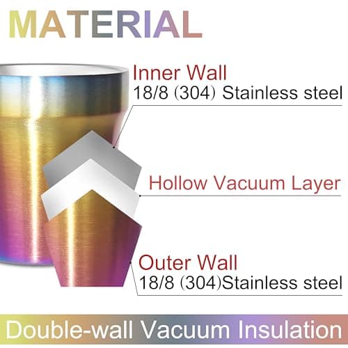 Stainless Steel Double Walled Insulated Cups(Set of 4) Stackable, Coffee Cup/Tea Cup/Chilling Beer Glasses, Great for Kids and Toddlers, for Travel, Outdoor, Camping&Everyday, 6oz(175ml) (Rainbow) — view 3