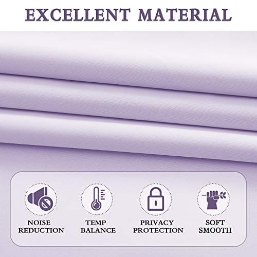 DONREN Lavender Purple Blackout Room Darkening Curtains for Kitchen - Window Treatment Rod Pocket Curtain Drapes for Bedroom(52 W by 63 Inch Length,Set of 2 Panels) — view 5
