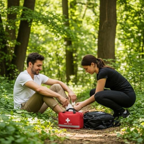Aoutacc Nylon First Aid Empty Bag,Compact and Lightweight First Aid Kit Pouch with Reflective Strip for Emergency at Home, Office, Car, Outdoors, Boat, Camping, Hiking(Bag Only) — view 4