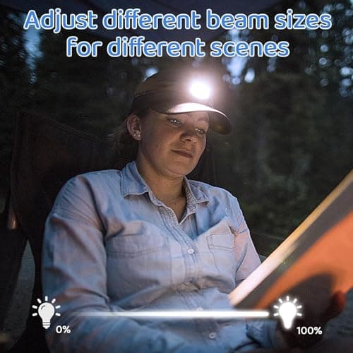 LED Lighted Headband, USB Rechargeable Night Running Headlamp Running Lights for Runners with 4 LED, Head Torch Stretchy and Waterproof, Hands Free Flashlight for Runners Dog Walking Hiking (Black) — view 6