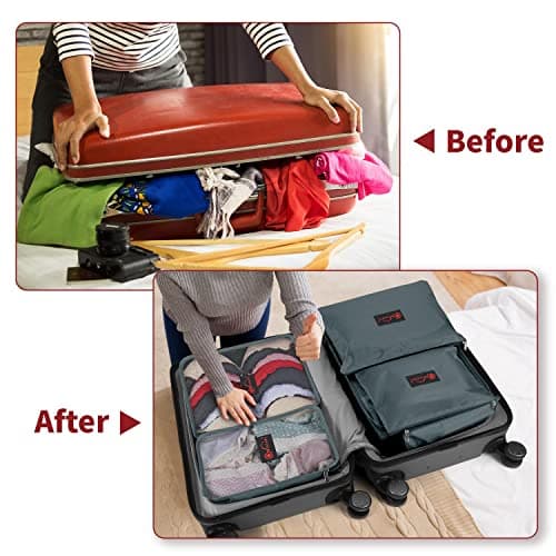 Vinsani 6pc Packing Cubes Travel Organiser Set for Suitcase, Grey — view 4