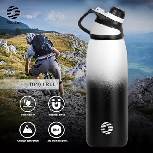 Fjbottle Stainless Steel Water Bottle 600ml/800ml/1L/1.5L with Magnetic Lid, BPA Free Insulated Water Bottle, Sports Metal Water Bottle Hot&Cold Drinks Vacuum Flask Leak-Proof for Gym, Work, Travel — view 5