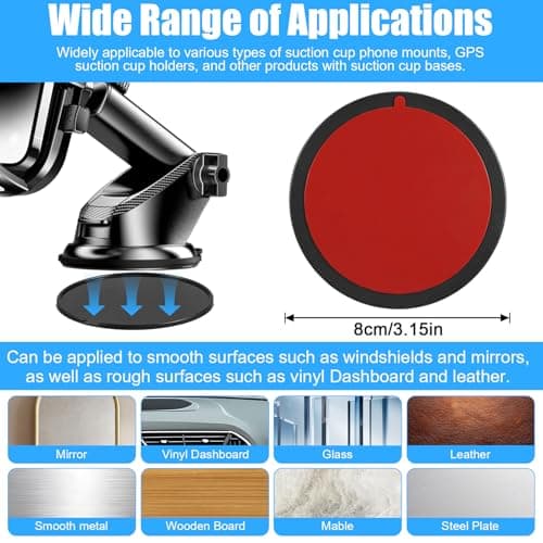 Apojgitn 3PCS Car Dashboard Pad, 3.15‘’ Strong Adhesive Picky Pad for Phone, Sticky Suction Phone Mount for Car Dashboard, GPS Dash Cams Vacuum Holders — view 2