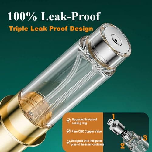 Aurdox Perfume Atomiser, Refillable & Portable Perfume Bottle for Travel, 5ml Small Spray Bottles with Bottom Pump, Dispensers for Women and Men, Leaking Proof and Luxurious Design(Gold & Green) — view 4