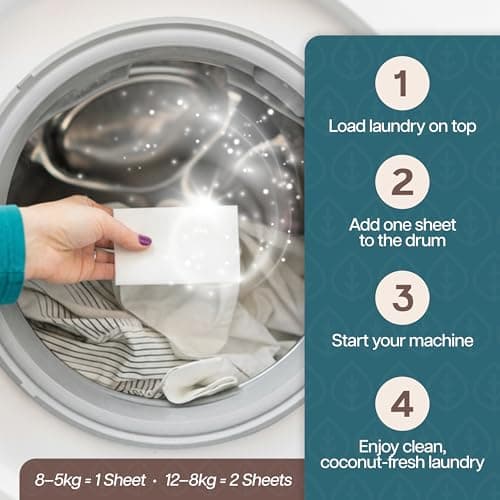 Simple Living Eco, Laundry Detergent Sheets, Simplify Your Washing With Our Compact Laundry Sheets, Eco Washing, Non Bio & Skin-Friendly, (32 Sheet Pack, Coconut) 1 Pack — view 4