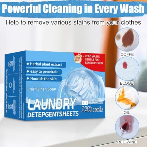 120PCS Laundry Detergent Sheets, 120 Loads, Laundry Detergent Non Bio for Sensitive Skin, Eco-friendly Non-Toxic Antibacterial Laundry Sheets, Ultra Concentrated for Machine & Hand Washing — view 5