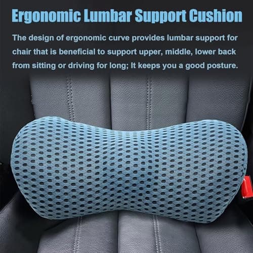 Edumov Lumbar Support Pillow for Lower Back Pain Relief, Thick Memory Foam Back Support Cushion for Sleeping Bed Office Chair, Car Seat, Comfortable Back Wedge Pillow for Traveling, Resting (Blue) — view 4