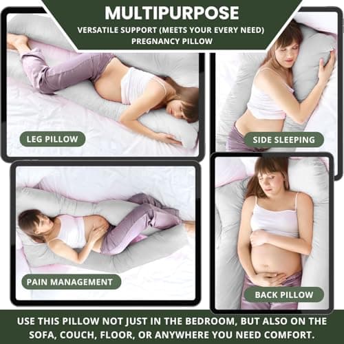 Bedding Home Grey 12ft Pregnancy Pillows For Sleeping | U Shaped Maternity Support Full Body Pillow | Cuddle Cushion Side Sleeper Long Pillow for Pregnant Women (12ft U Pillow, Grey) — view 4