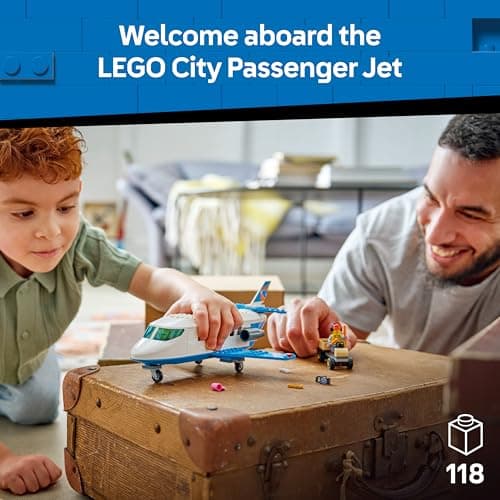 LEGO City Passenger Jet Toy - Plane Model Kit w/ 4 Minifigures & Travel Accessories - Educational Set - Birthday Gift Idea for 4+ Year Old Boys - 60492 — view 3