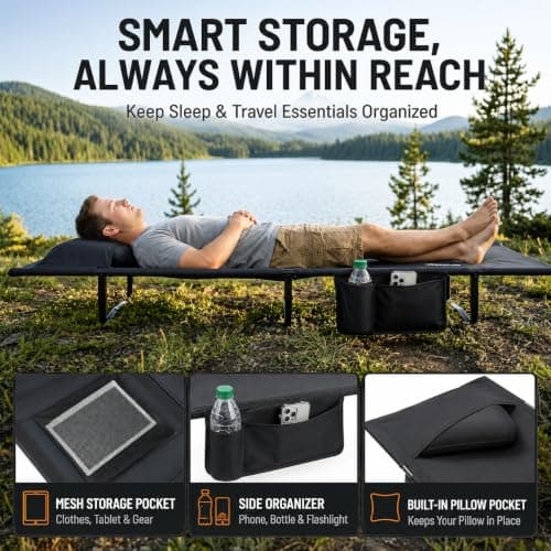 OVERMONT Portable Camping Bed for Adult - Ultralight with Pocket — view 5