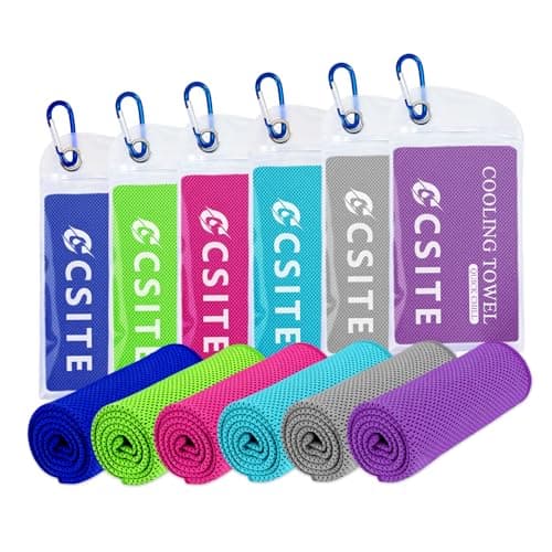 CSITE 6 Pack Cooling Towels (120x30cm) for Neck and Face, Ice Towel for Hot Weather, Soft Breathable Chilly Gym Towels, Microfiber Towel for Work Out, Yoga, Running, Camping & More Activities