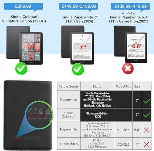 TQQ Case for 7" Kindle Paperwhite and Kindle Colorsoft, Clear — view 2