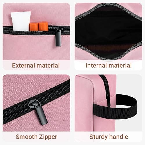 Elviros Lightweight Hanging Travel Toiletry Bag Small for Women Men, Pink — view 4
