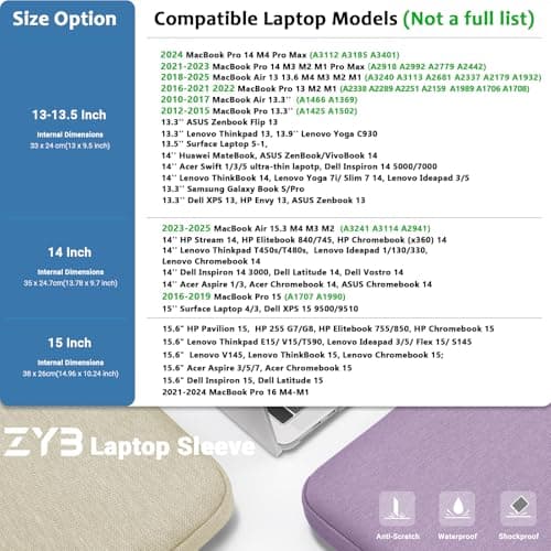 ZYB 15.6 Inch Laptop Notebook Sleeve Protective Case with Accessory Bag,Shockproof Waterproof Laptop Case 15.6 Inch for 15'' Lenovo ThinkPad IdeaPad Acer ASUS HP Dell Chromebook MacBook Pro 16,Purple — view 3