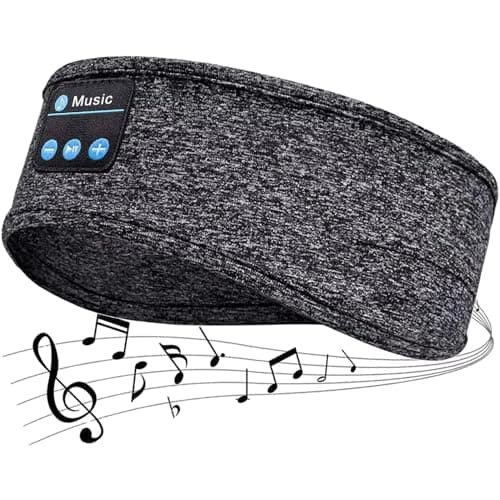 WESEN Sleep Headphones, Soft Headband for Sleeping and Sport, Wireless Headband with Stereo Speakers, Bluetooth Music Headphones with Microphone for Dad/Mom/Her/Him/Travel/Running (Grey)