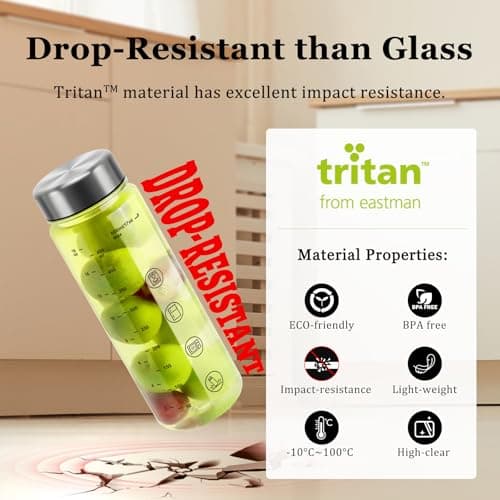BuildLife 2 Pack Plastic Water Bottle with Stainlesss Steel Lid, 500ML Reusable Tritan Drinking Bottles BPA-Free Leak Proof Beverage Juice Container for School Office Sports (2pcs 500ml) — view 5