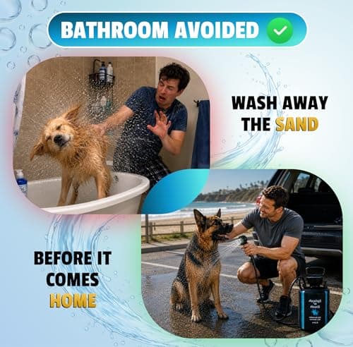 Splash n' Dash 8 Litre Portable Dog Shower – Manual Shower Kit with Brush Head & Neoprene Jacket – Portable Dog Washer for Home, Travel, or Outdoor Use — view 5