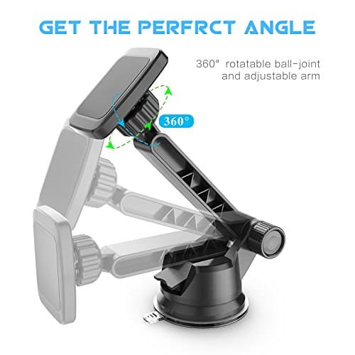 WixGear Dashboard Mount, Universal Magnetic Phone Holder for Car, Windshield Mount and Dashboard Mount Holder for Cell Phones and Tablets with Long Adjustable Arm – (New Rectangle Head) — view 5
